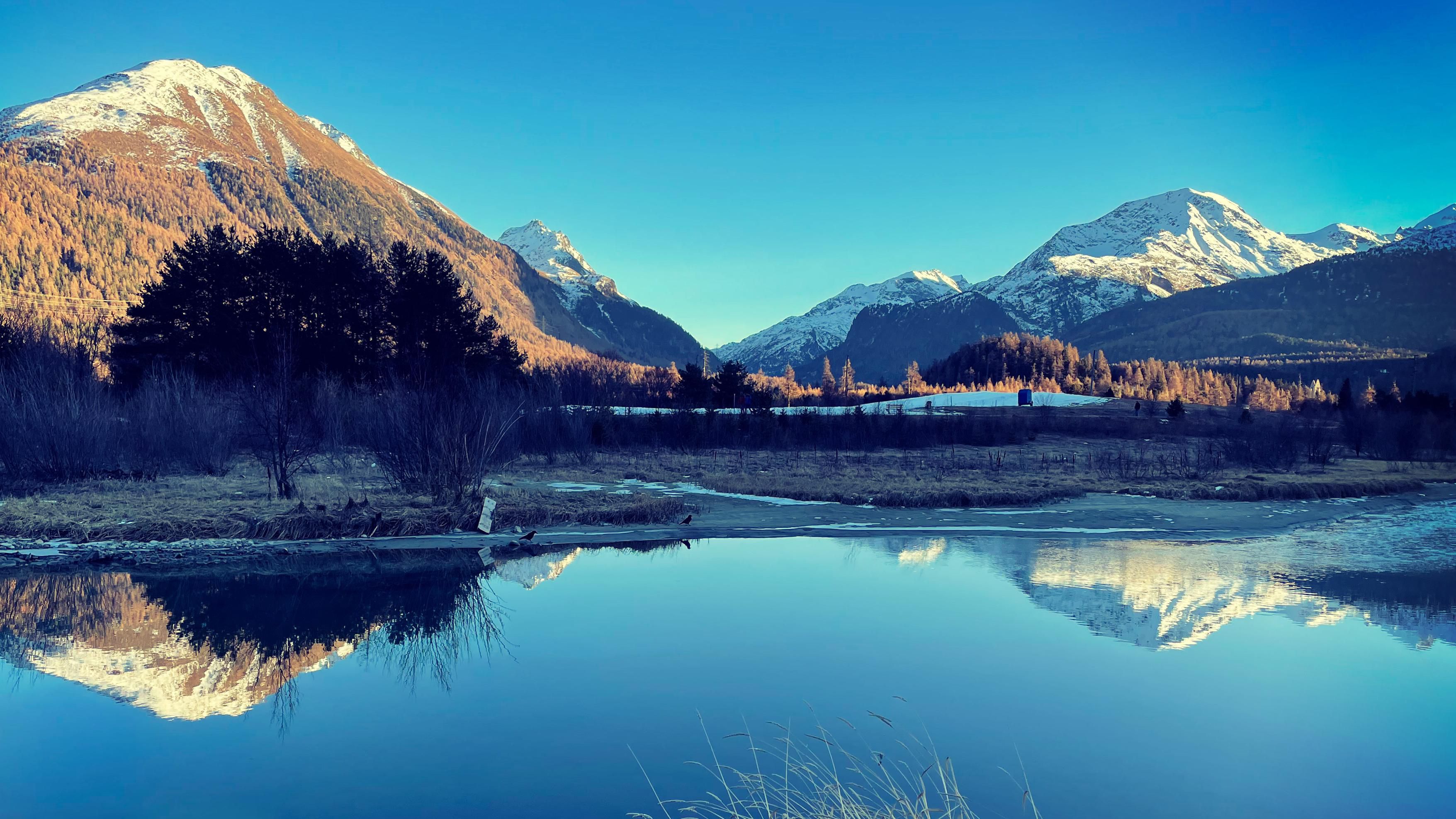 The Inn river in La Punt, Switzerland